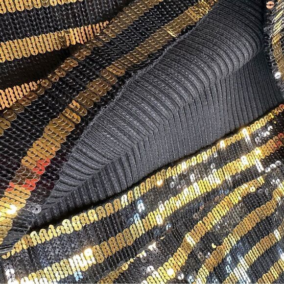 Ralph Lauren Spring 2019 Collection Metallic Gold Sequin Stripe Body Con Dress - Picture 9 of 16